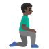 man kneeling facing right, dark skin tone